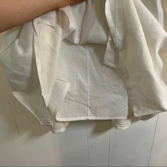 White buttoned long mid-calf length midi skirt cotton blend and linen plus size - Picture 11 of 12